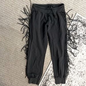 Kittenish fringe joggers